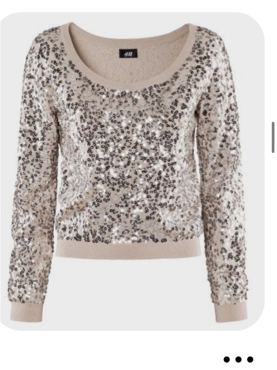 H&M Sweaters - H&M Women's Beige Sequin Scoop Neck Sweater